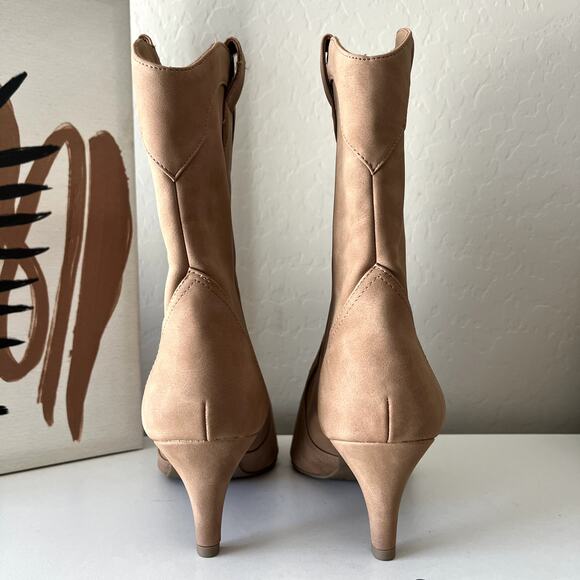 DV Dolce Vita Andres Tan Faux Leather Heeled Western Booties Size 9 - Picture 4 of 8